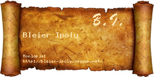 Bleier Ipoly névjegykártya